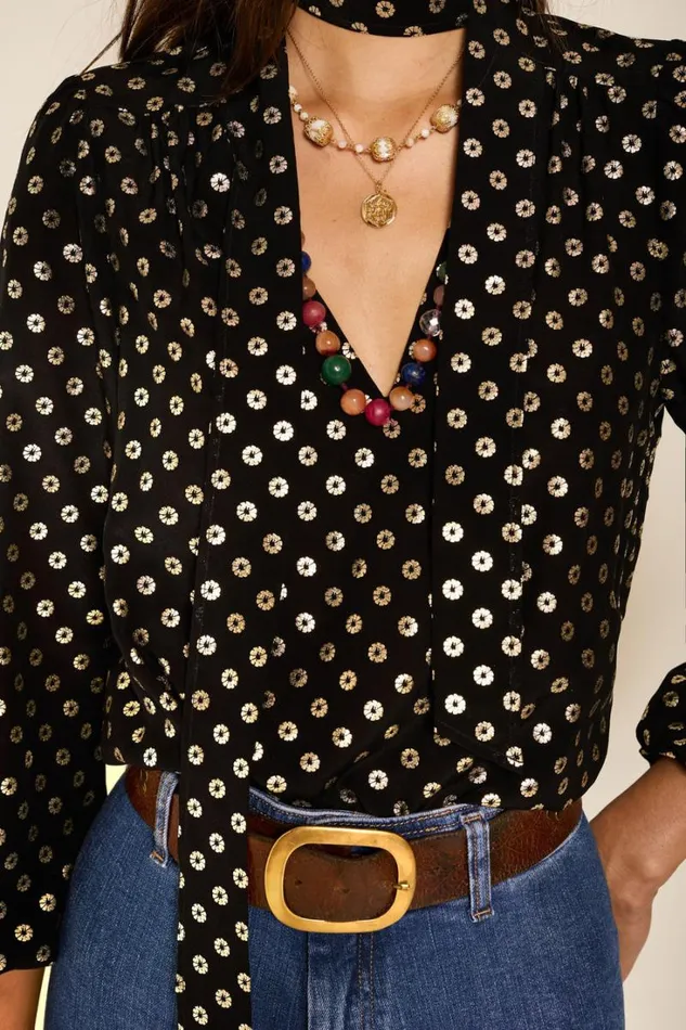 Women RIXO All Clothing Moss Silk Blouse Shibori Gold
