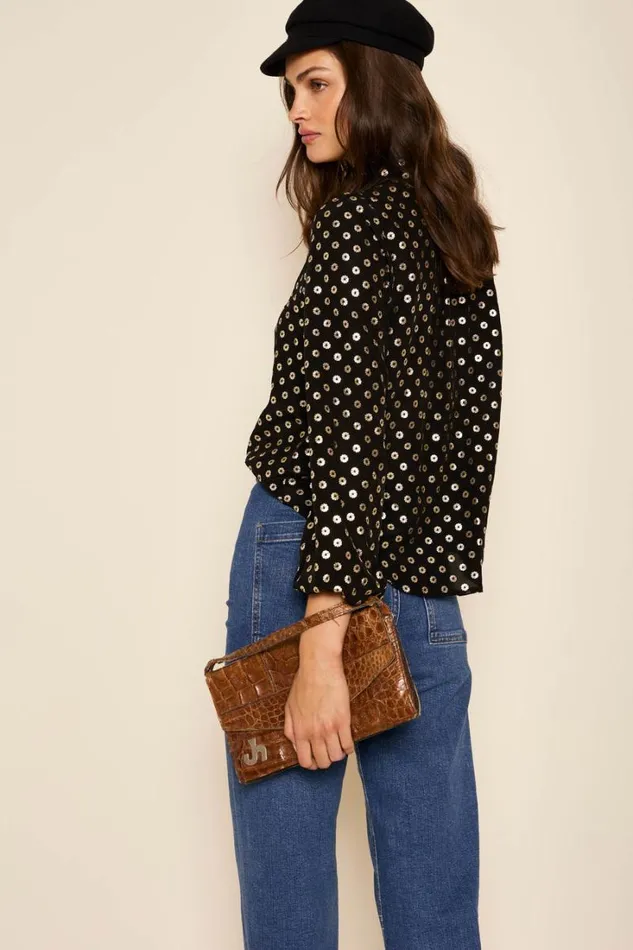 Women RIXO All Clothing Moss Silk Blouse Shibori Gold
