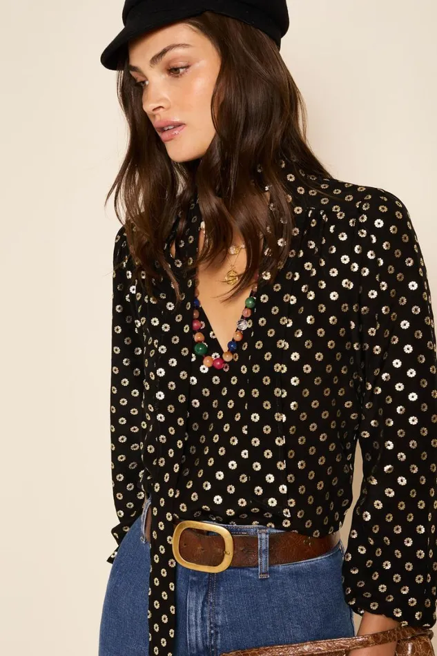 Women RIXO All Clothing Moss Silk Blouse Shibori Gold