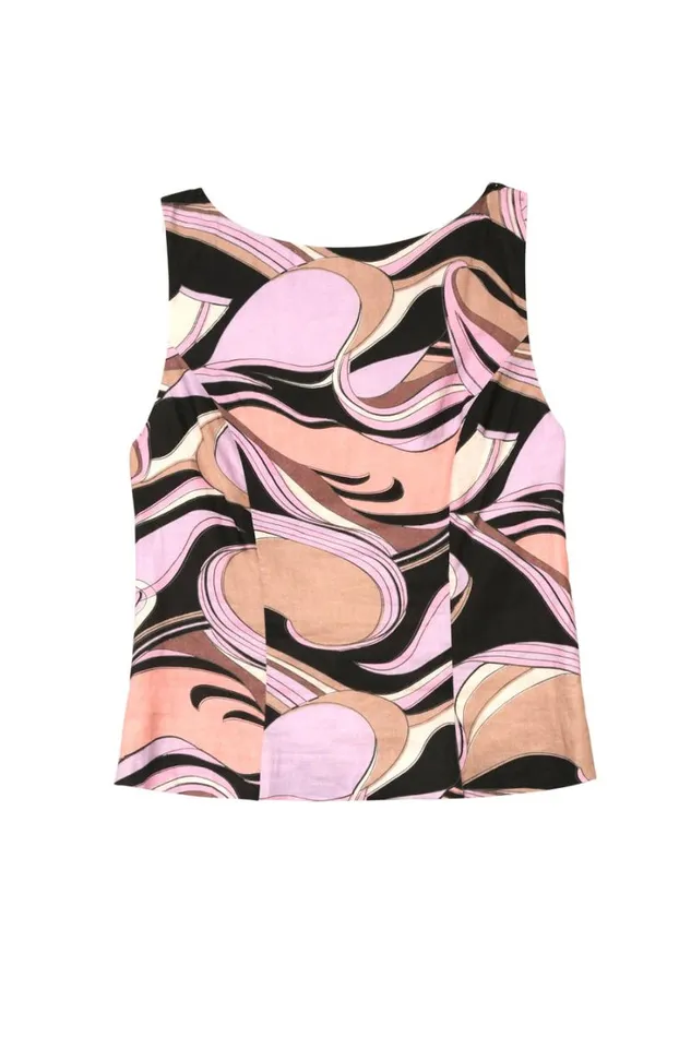 Women RIXO All Clothing Ruth LinenBlend Top Swirl Pink