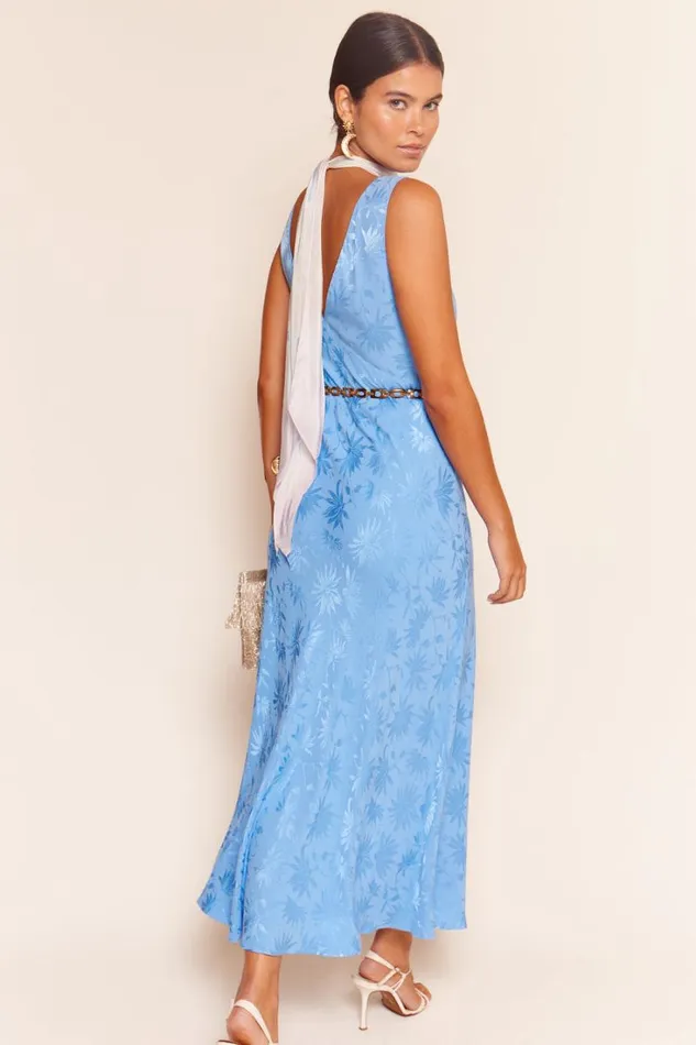 Women RIXO All Clothing Sandrine Midi Dress Daisy Jacquard Blue