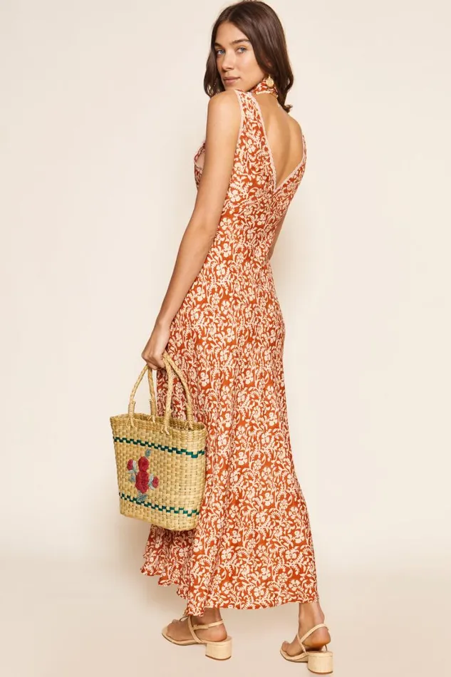 Women RIXO All Clothing Sandrine Midi Dress Sarasa Rose Copper