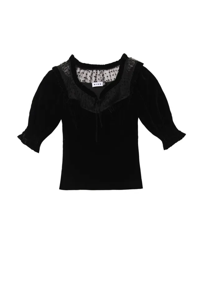 Women RIXO All Clothing Yvonne Velvet Top Black