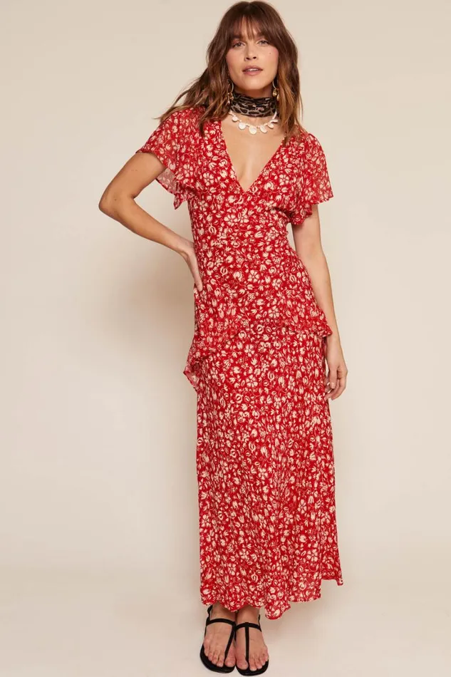 Women RIXO Last Chance Evie Midi Dress Amelie Floral Red