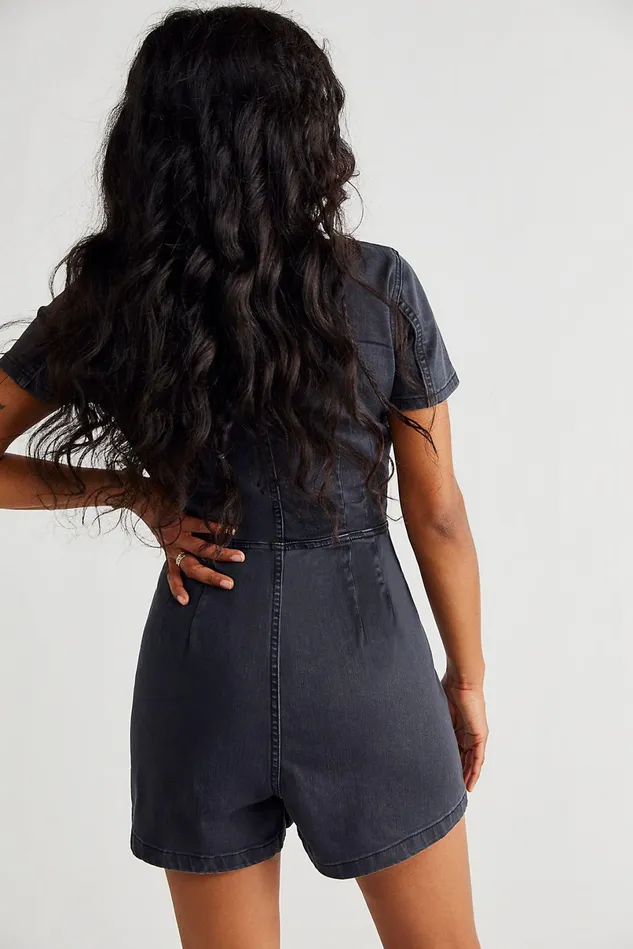 Women Rompers Free People CRVY Lennox Shortsuit Jet Set
