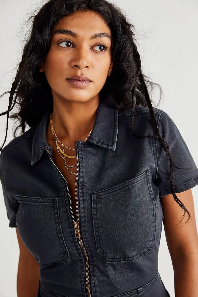 Women Rompers Free People CRVY Lennox Shortsuit Jet Set