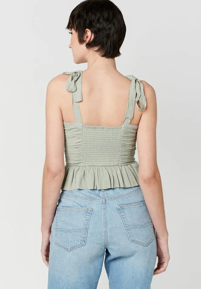 Women Ruched Piera Camisole Cameo Green Buffalo David Bitton Blouses