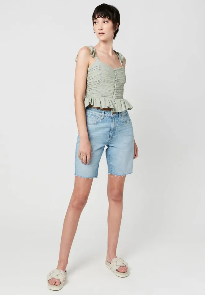 Women Ruched Piera Camisole Cameo Green Buffalo David Bitton Blouses