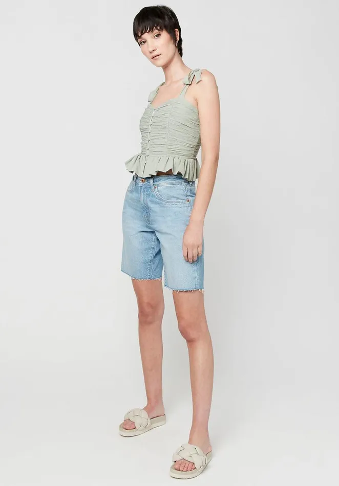 Women Ruched Piera Camisole Cameo Green Buffalo David Bitton Blouses
