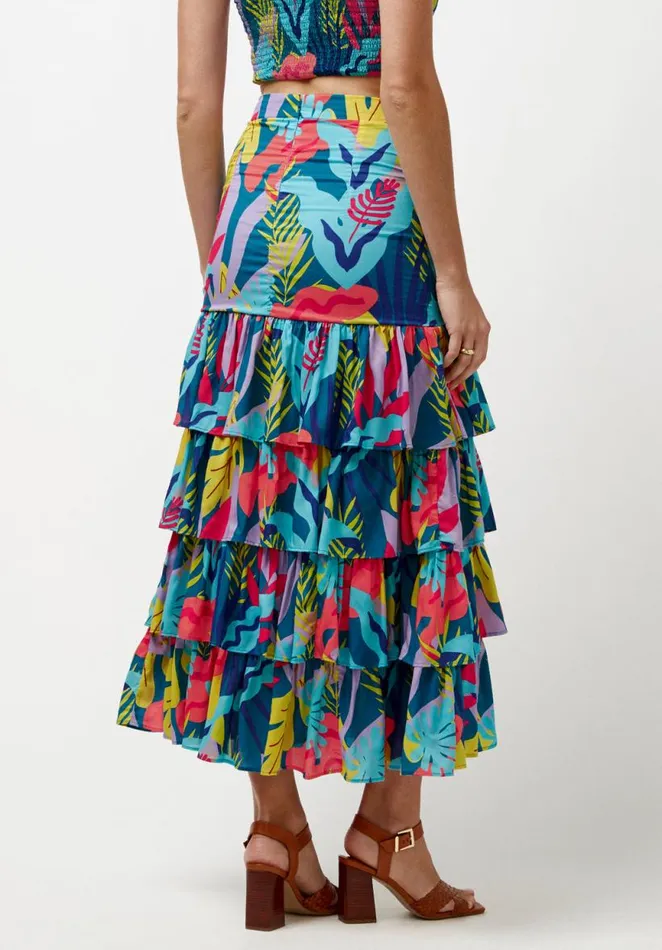 Women Ruffled and Tiered Milan Skirt Rainforest Lake Buffalo David Bitton Shorts and Skirts