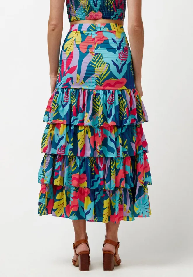 Women Ruffled and Tiered Milan Skirt Rainforest Lake Buffalo David Bitton Shorts and Skirts