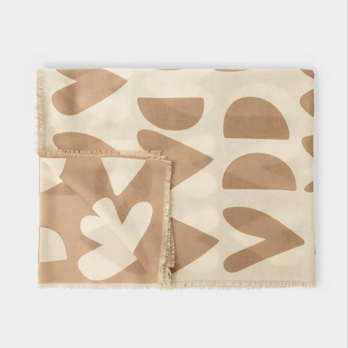 Women Scarves and Womenswear Katie Loxton Large Heart Printed Scarf 8211 Taupe And Ecru