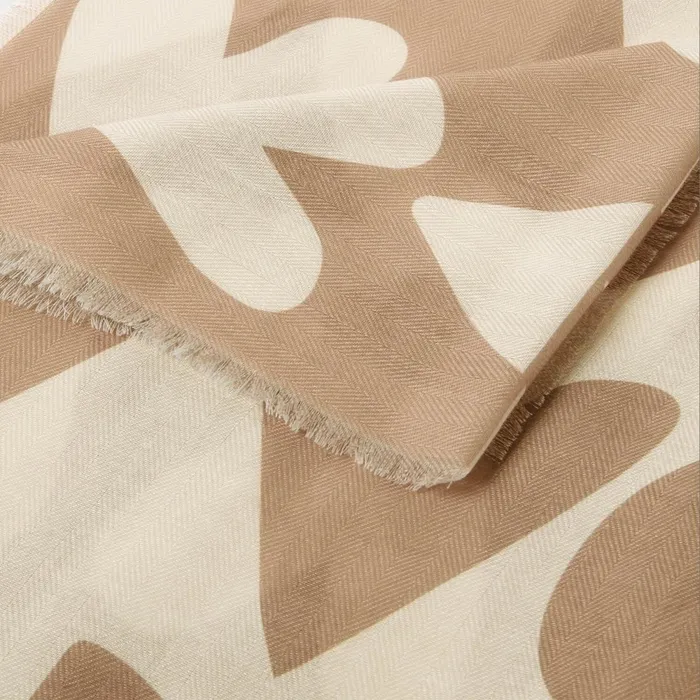 Women Scarves and Womenswear Katie Loxton Large Heart Printed Scarf 8211 Taupe And Ecru