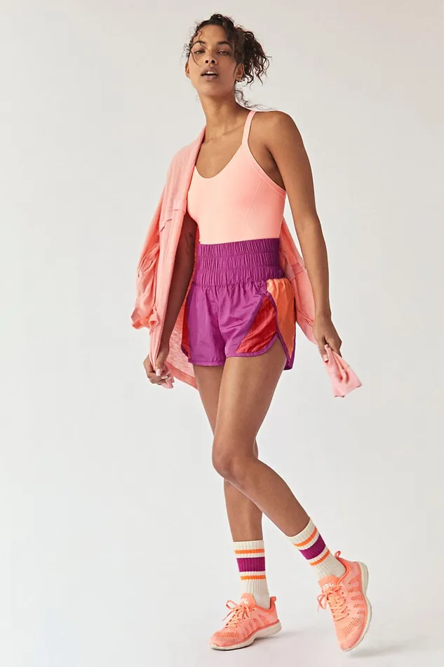 Women Shorts Free People The Way Home Colorblock Shorts Vivacious Violet Combo