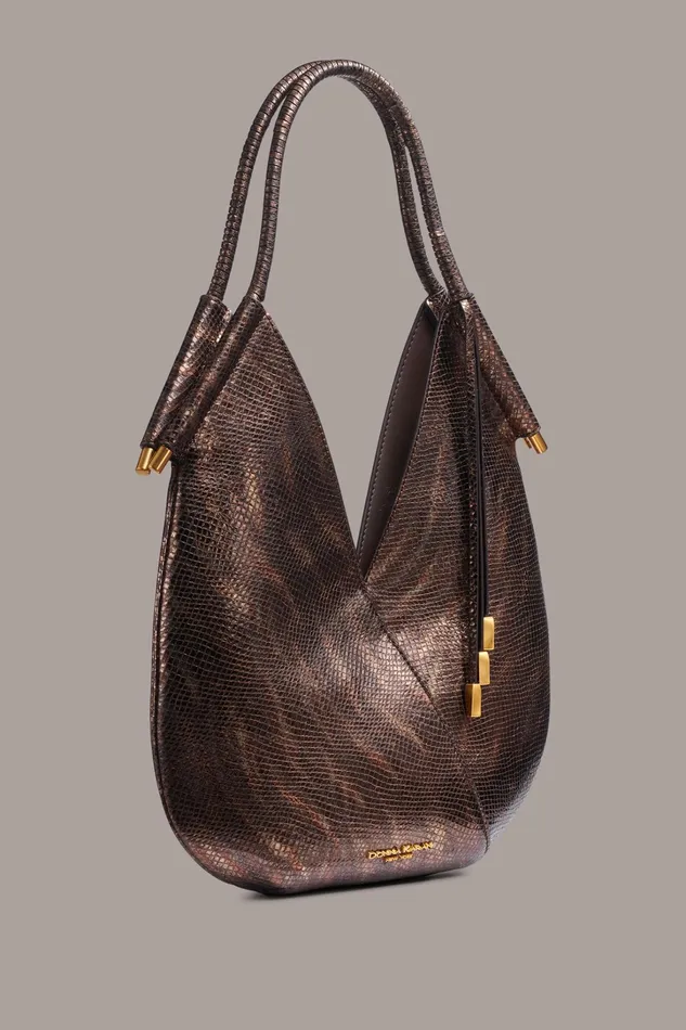Women Shoulder And Hobo Bags Donna Karan BALDWIN MINI SHOULDER Snake Gold