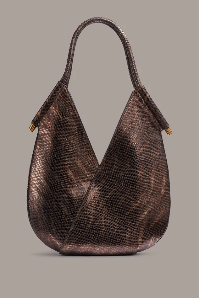 Women Shoulder And Hobo Bags Donna Karan BALDWIN MINI SHOULDER Snake Gold