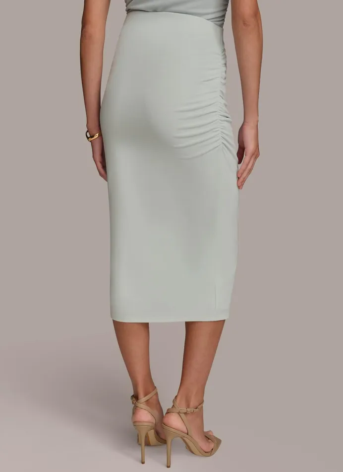 Women Skirts Donna Karan SLIM RUCHED SIDE SKIRT Blue Frost