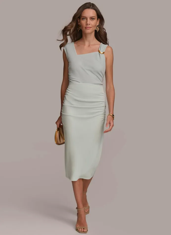 Women Skirts Donna Karan SLIM RUCHED SIDE SKIRT Blue Frost