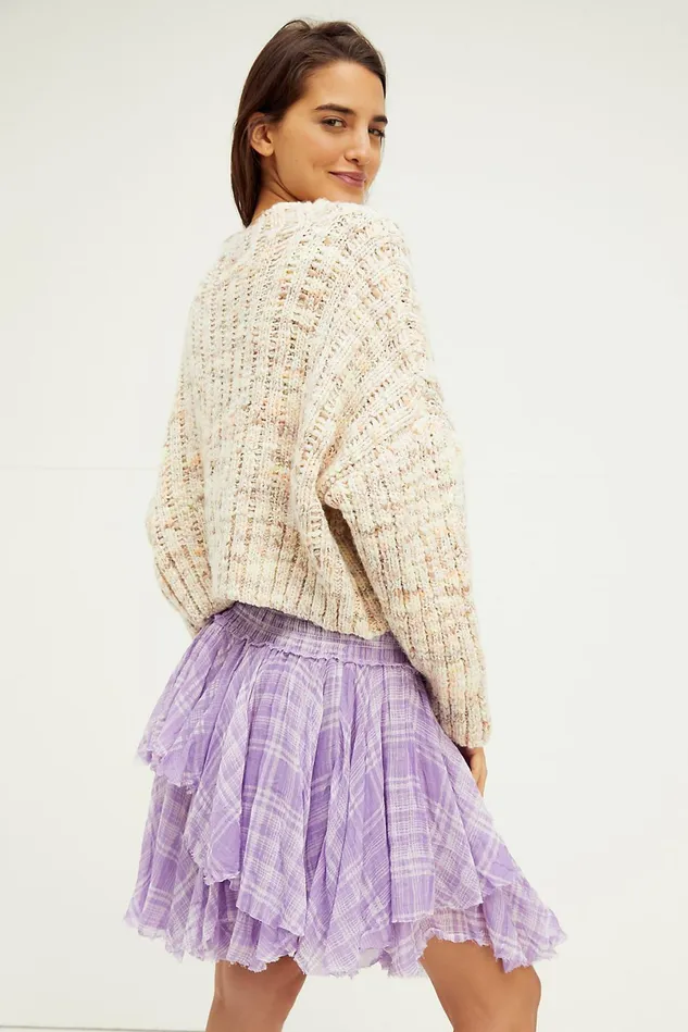 Women Skirts Free People Maisie Convertible Mini Skirt Lilac Plaid
