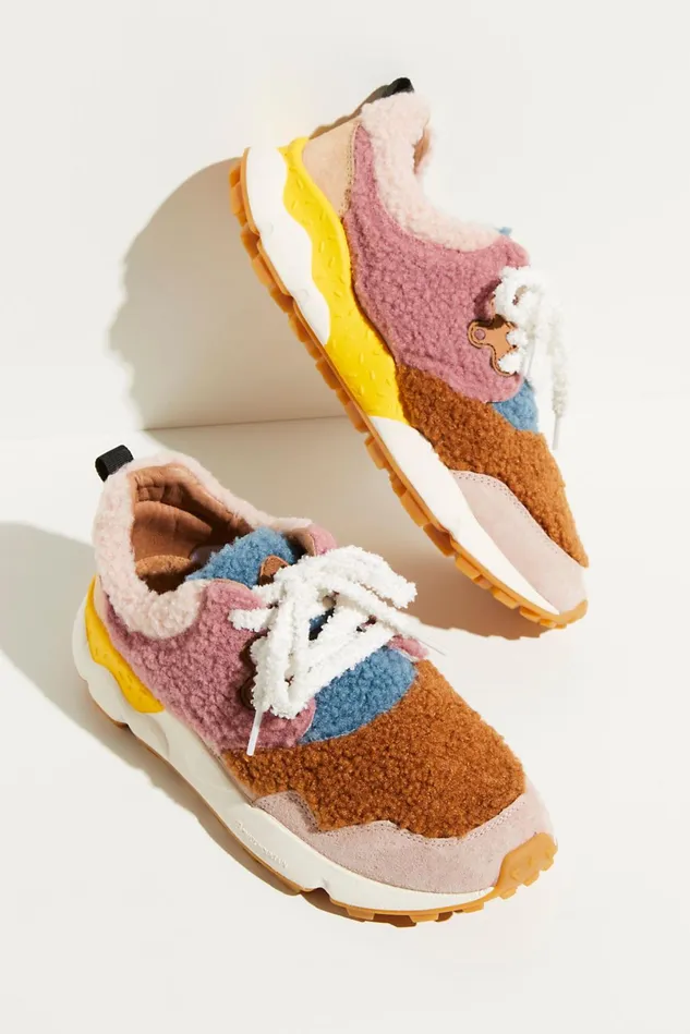 Women Sneakers Free People Archie Shearling Sneakers Rose Multi