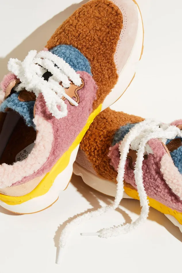Women Sneakers Free People Archie Shearling Sneakers Rose Multi