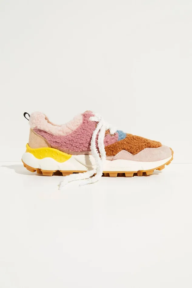 Women Sneakers Free People Archie Shearling Sneakers Rose Multi