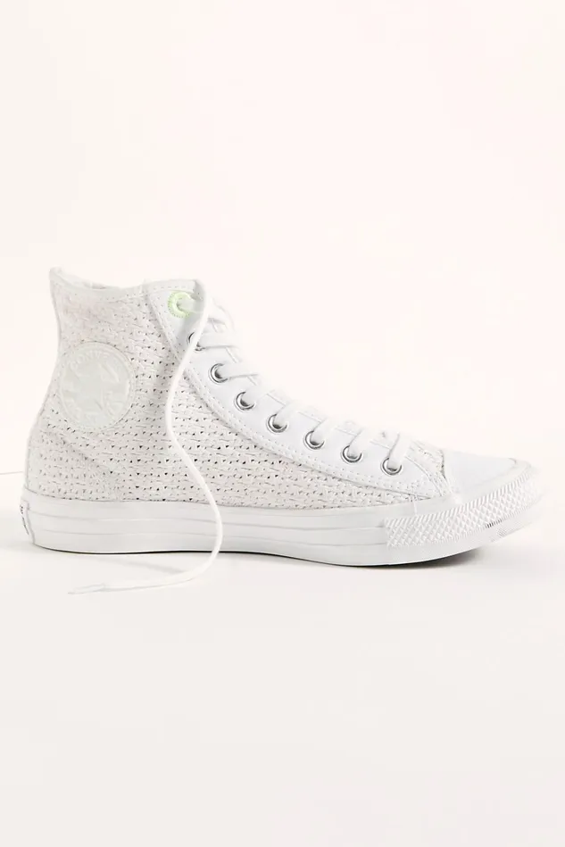 Women Sneakers Free People Chuck Taylor All Star Crochet HiTop Sneakers White Barely Volt White