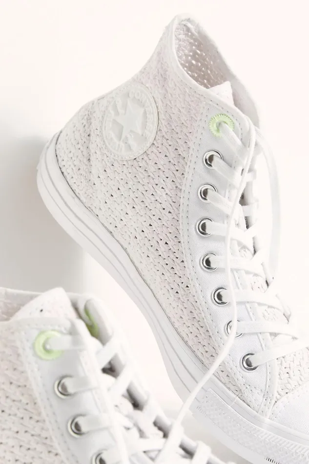 Women Sneakers Free People Chuck Taylor All Star Crochet HiTop Sneakers White Barely Volt White