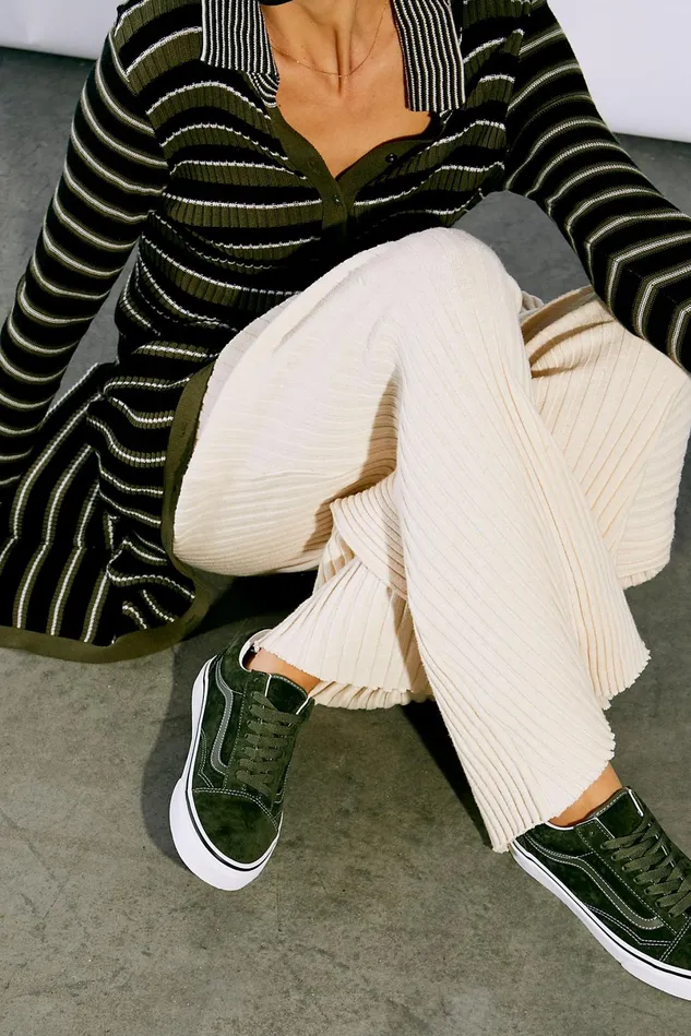 Women Sneakers Free People Old Skool Suede Sneaker Olive True White