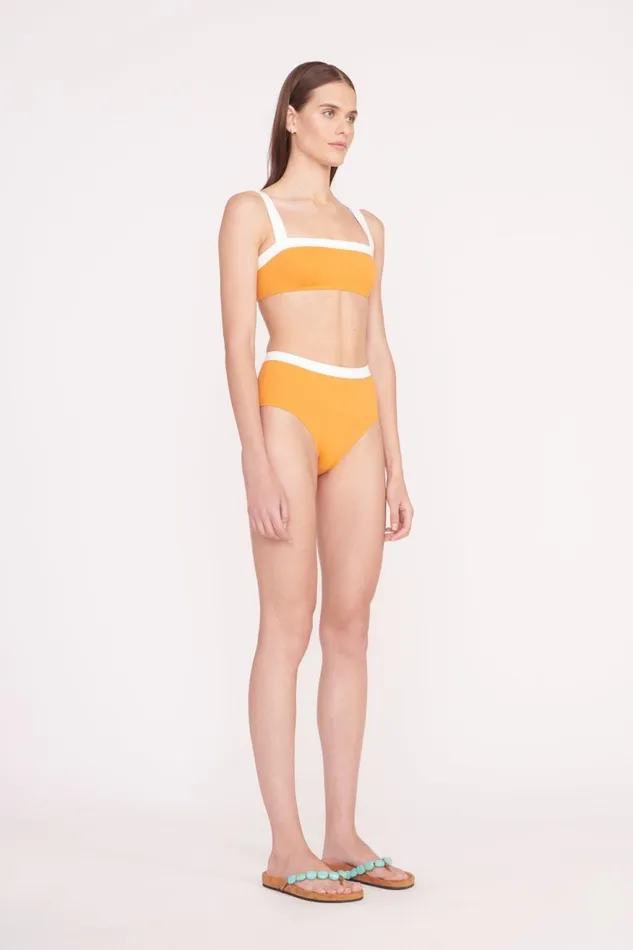 Women STAUD Bikinis DEVON HIGH RISE BIKINI BOTTOM NECTARINE WHITE