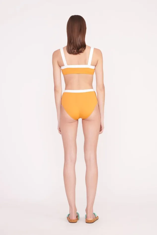 Women STAUD Bikinis DEVON HIGH RISE BIKINI BOTTOM NECTARINE WHITE