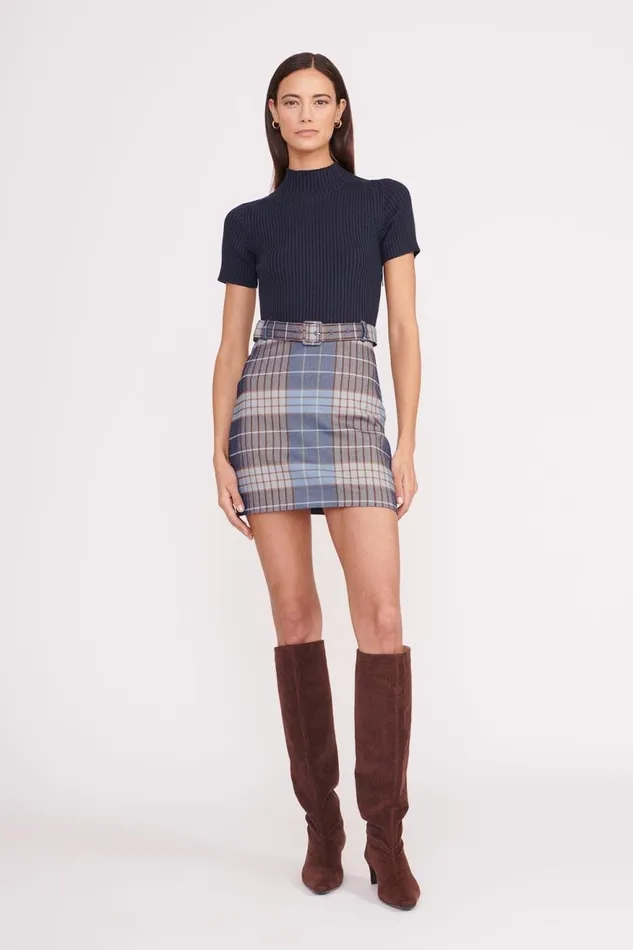 Women STAUD Dresses PATSY DRESS FRENCH BLUE MEGA PLAID NAVY