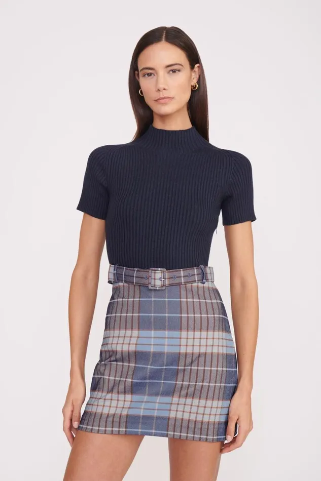 Women STAUD Dresses PATSY DRESS FRENCH BLUE MEGA PLAID NAVY Women STAUD Dresses PATSY DRESS FRENCH BLUE MEGA PLAID NAVY