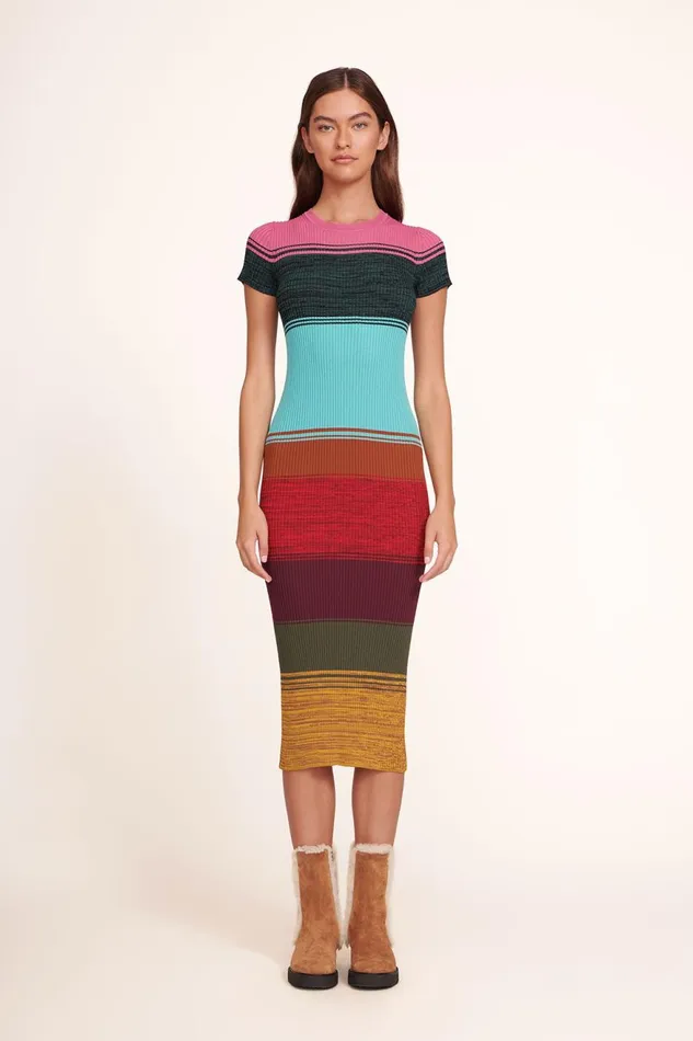 Women STAUD Knits COLLEEN DRESS MOSAIC STRIPE