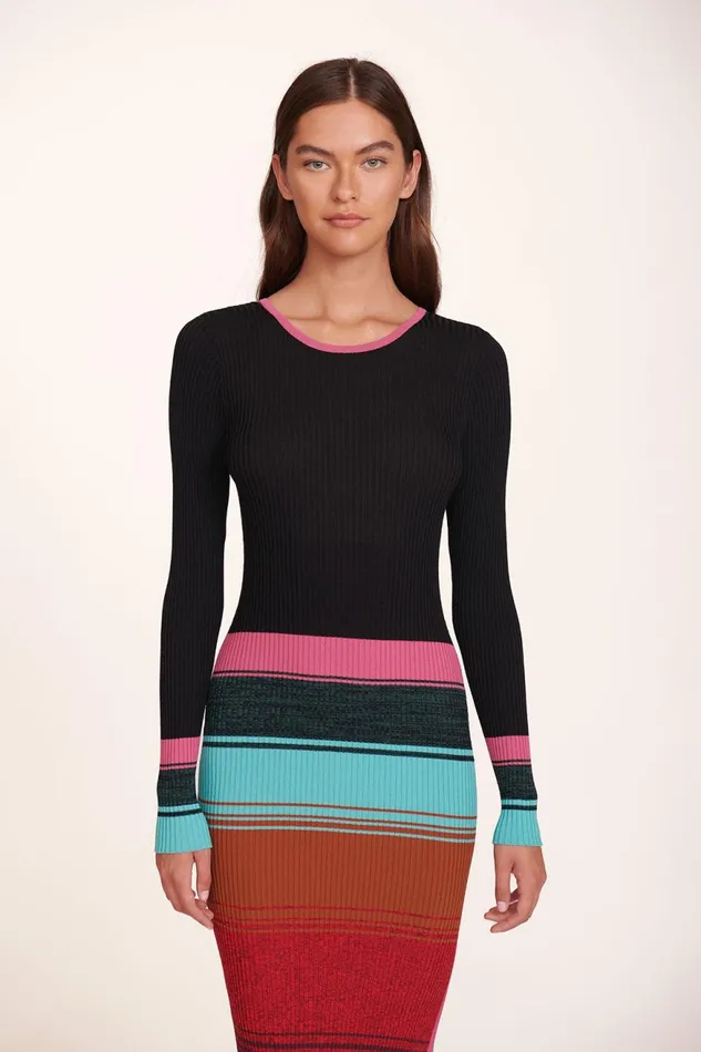 Women STAUD Knits EDNA DRESS MOSAIC STRIPE