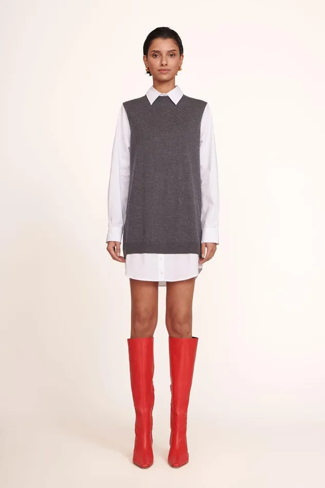 Women STAUD Knits FERN DRESS GREY WHITE