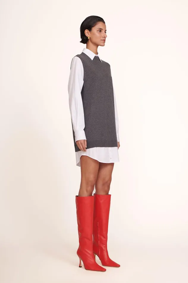 Women STAUD Knits FERN DRESS GREY WHITE