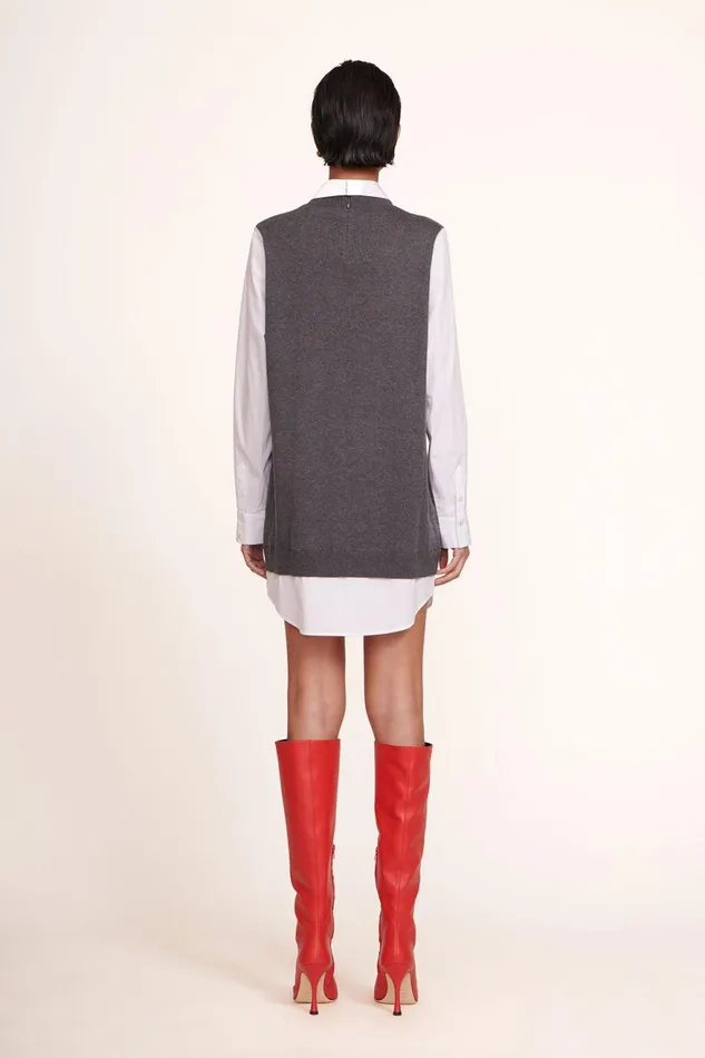 Women STAUD Knits FERN DRESS GREY WHITE