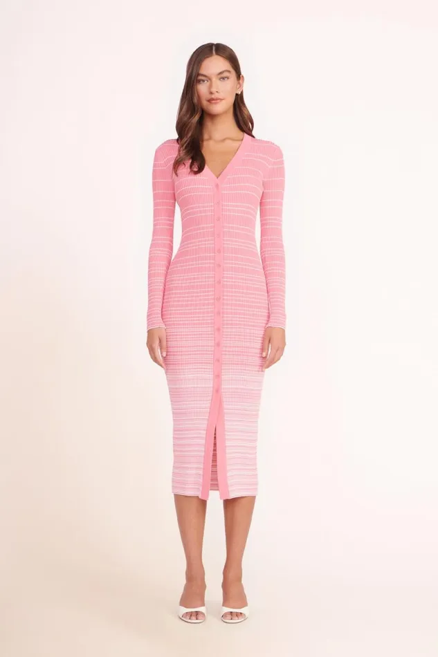 Women STAUD Knits SHOKO SWEATER CORAL PINK WHITE