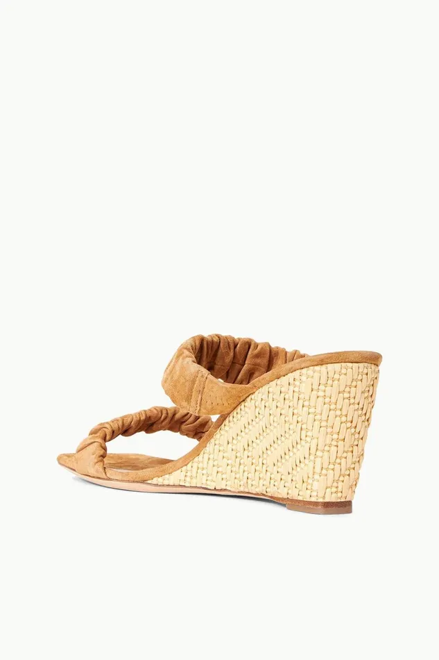 Women STAUD Platforms and Wedges FRANKIE WEDGE CASHEW SUEDE NATURAL RAFFIA