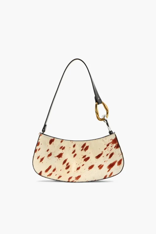 Women STAUD Shoulder OLLIE BAG CREAM HAIRCALF