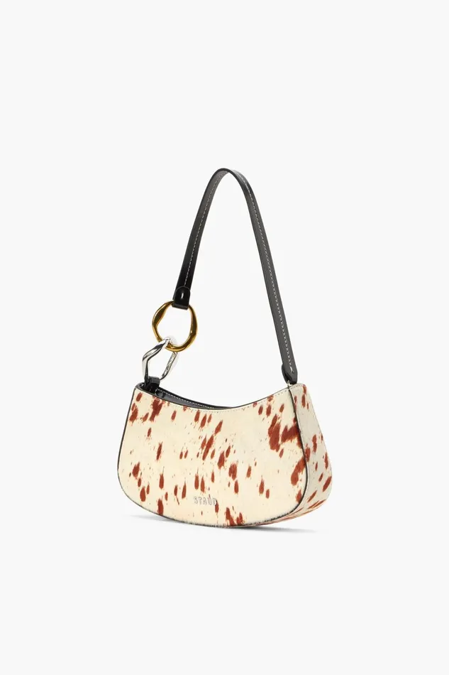 Women STAUD Shoulder OLLIE BAG CREAM HAIRCALF