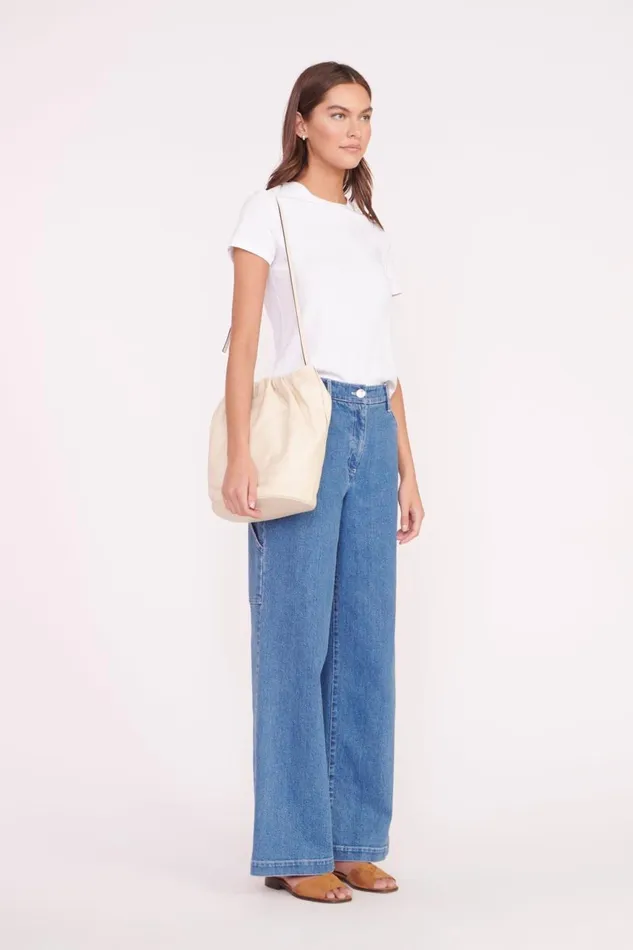 Women STAUD Shoulder VALENTINA BUCKET BAG CREAM