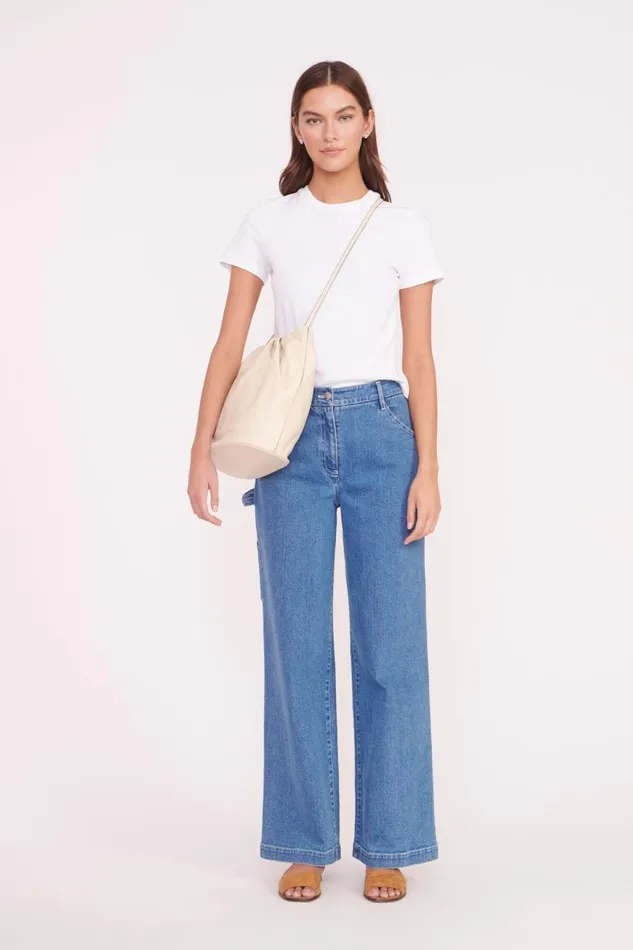 Women STAUD Shoulder VALENTINA BUCKET BAG CREAM