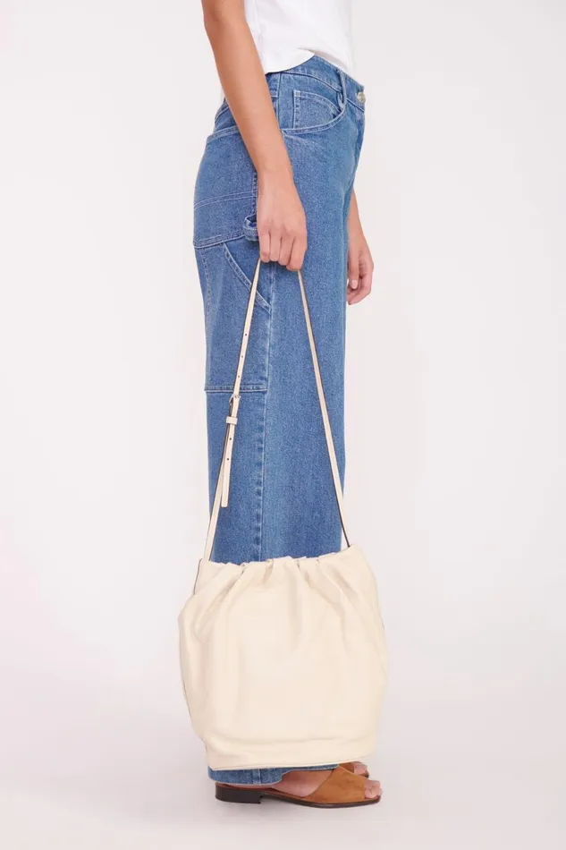 Women STAUD Shoulder VALENTINA BUCKET BAG CREAM