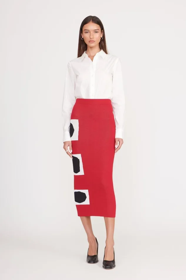 Women STAUD Skirts KARINA SKIRT RUBY GEOSCAPE