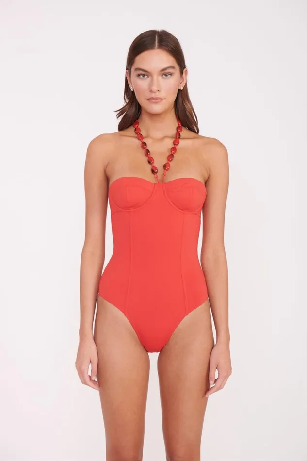 Women STAUD Swim HARPER BEADED ONE PIECE RUBY Women STAUD Swim HARPER BEADED ONE PIECE RUBY