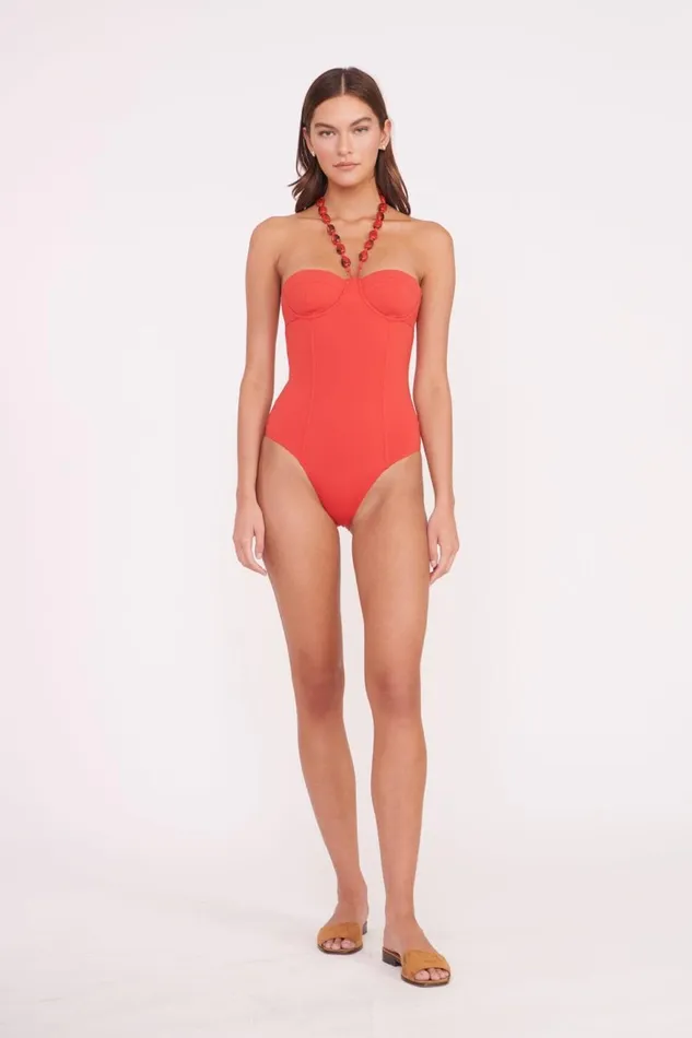 Women STAUD Swim HARPER BEADED ONE PIECE RUBY Women STAUD Swim HARPER BEADED ONE PIECE RUBY