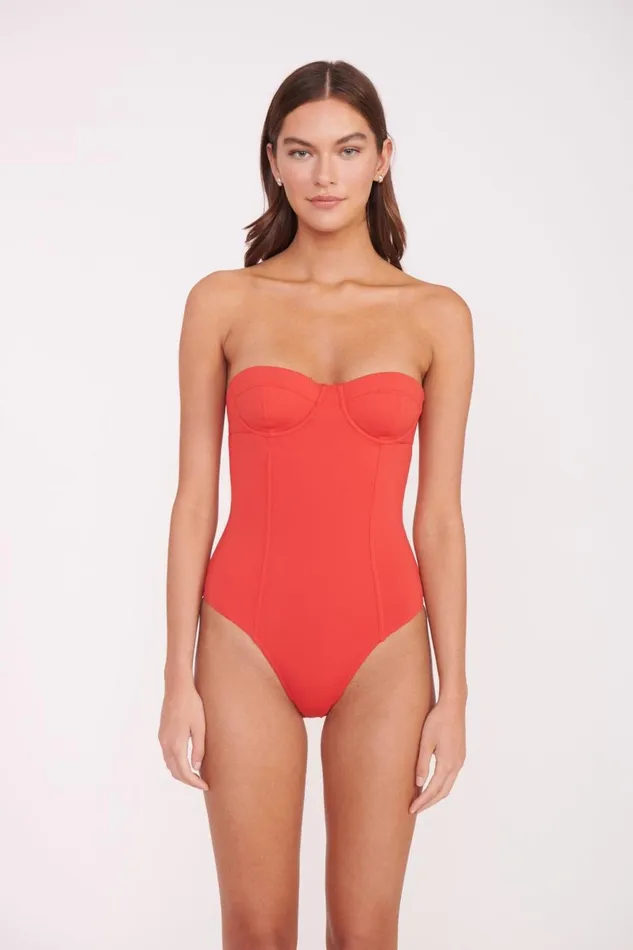 Women STAUD Swim HARPER BEADED ONE PIECE RUBY Women STAUD Swim HARPER BEADED ONE PIECE RUBY