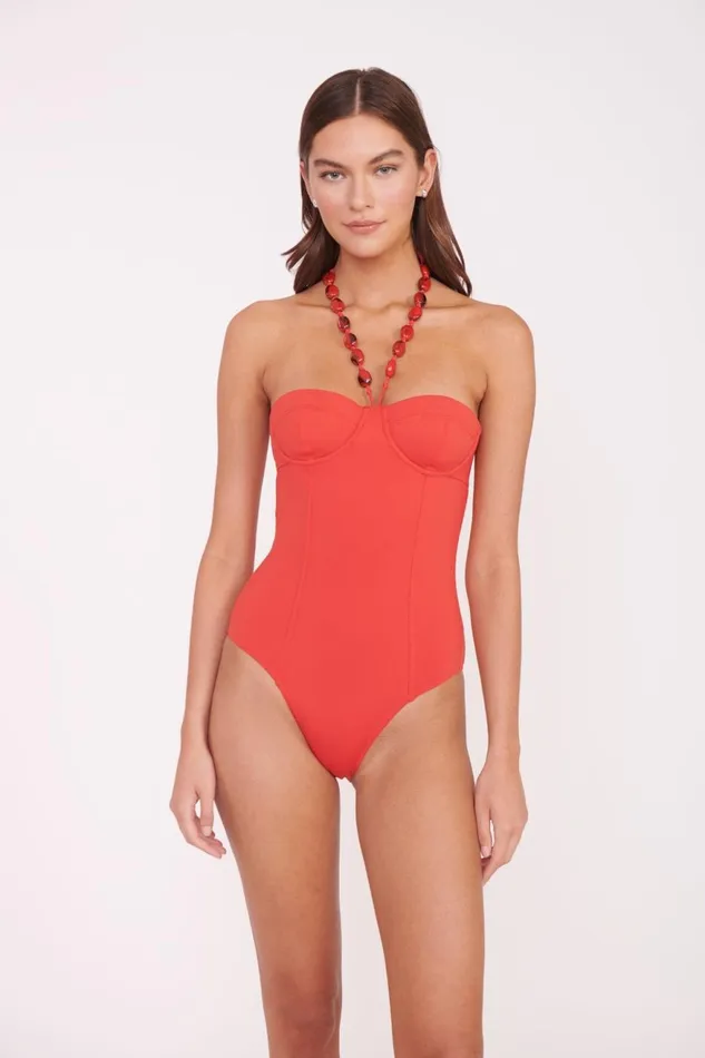 Women STAUD Swim HARPER BEADED ONE PIECE RUBY Women STAUD Swim HARPER BEADED ONE PIECE RUBY